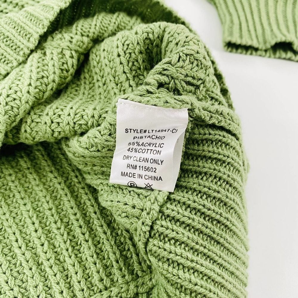 LUSH Open Stitch V-Neck Oversized Sweater In Pistachio Size Small - Picture 11 of 11